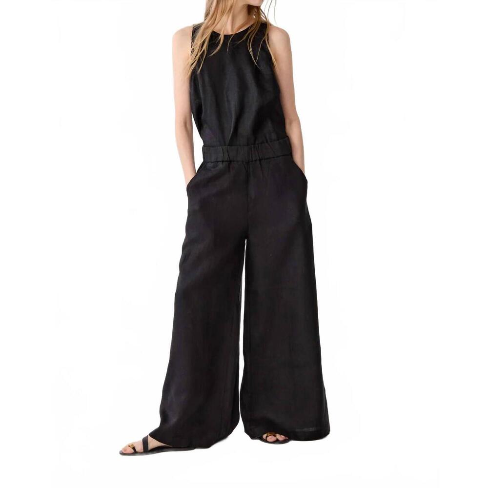 NEW LANHTROPY yves linen top in black